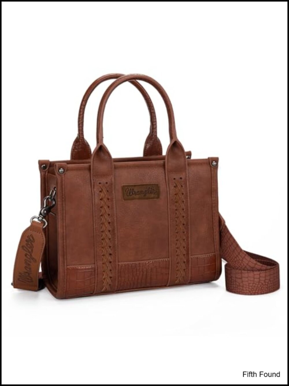 Crocodile Pattern Whipstitch Western Tote Satchel Top Handle Crossbody